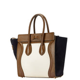 セリーヌ ラゲージ マイクロショッパー ハンドバッグ ベージュ ブラウン ブラック レザー スウェード レディース CELINE 【中古】